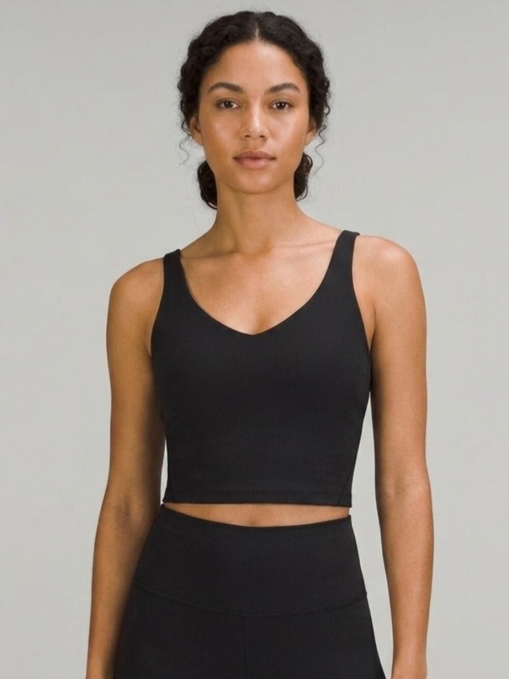EXCELLENT Lululemon Align Ribbed Tank Top Black Nulu Built In Bra Yoga 4